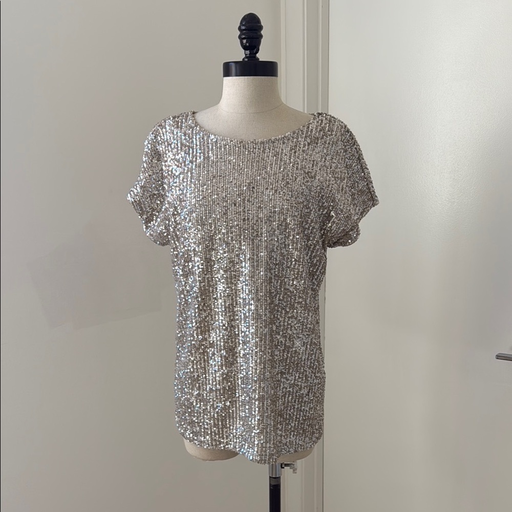 Silver Short Sleeve Tee Top